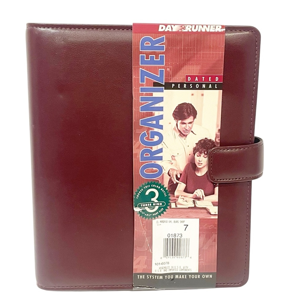 Vintage Dayrunner Planner Notebook‎ Burgundy 10”x8” Full Zip NEW Classic